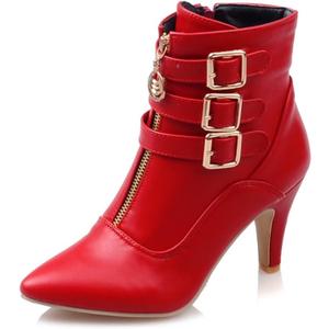 MEOTINA Gold High Heels for Women Kitten Heel Pointed Toe Short Womens Booties Buckle High Heeled Ankle Metallic Shoes (8.5)