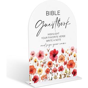 5 x Acrylic Wedding Signs Bible Guestbook Sign for Reception, 6x8" Arch Acrylic Table Decor, Love Is In Bloom & Baby In Bloom Decorations for Baby Shower Bridal Shower Engagement Party