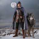 Cloak with Hood Men Renaissance Velvet Cape with Flowers and Plants Halloween Sorcerer Vampire Cosplay Witch Cloak (Black, L)