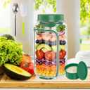 Salad Jar with Side Opening - Leakproof Portable Salad Container with Dressing Cup & Lid, Lid-to-Bowl Design, Dishwasher & Freezer Safe for for Office, Gym, Travel, Picnic, Green(1PCS)
