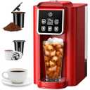 SHARDOR Single Serve Coffee Maker, Hot & Iced Coffee Machine for K Cup and Grounds, 6 to 14 oz Brew Sizes, 50 oz Removable Water Tank, Bold Brew Setting, Pod Coffee Maker with Reusable Filter, Red