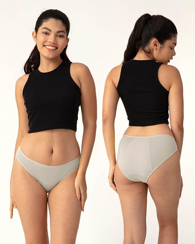 Neione Period Underwear Menstrual Panties Comfortable Modal Bikini Cheeky Briefs for Women Girls (Large, 3-pk Satori)