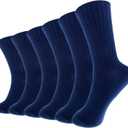 Hycome 6 Pairs Comfortable Casual Cotton Socks for Women, Girls and Students (fit women girls shoe size 5-9) (Navy Blue)