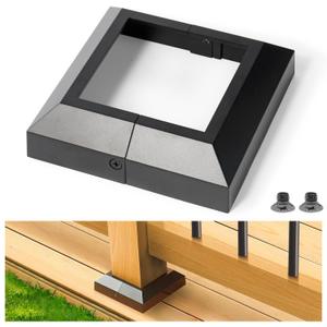 4Pack-Post/4" Aluminum Deck Post Base Cover, for Deck railings, Stairs, Porches and Other Wood Post Split Post Cover Skirts (Black)