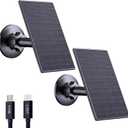 2W Solar Panel for Security Cameras with USB and USB-C Port, 2 Pack