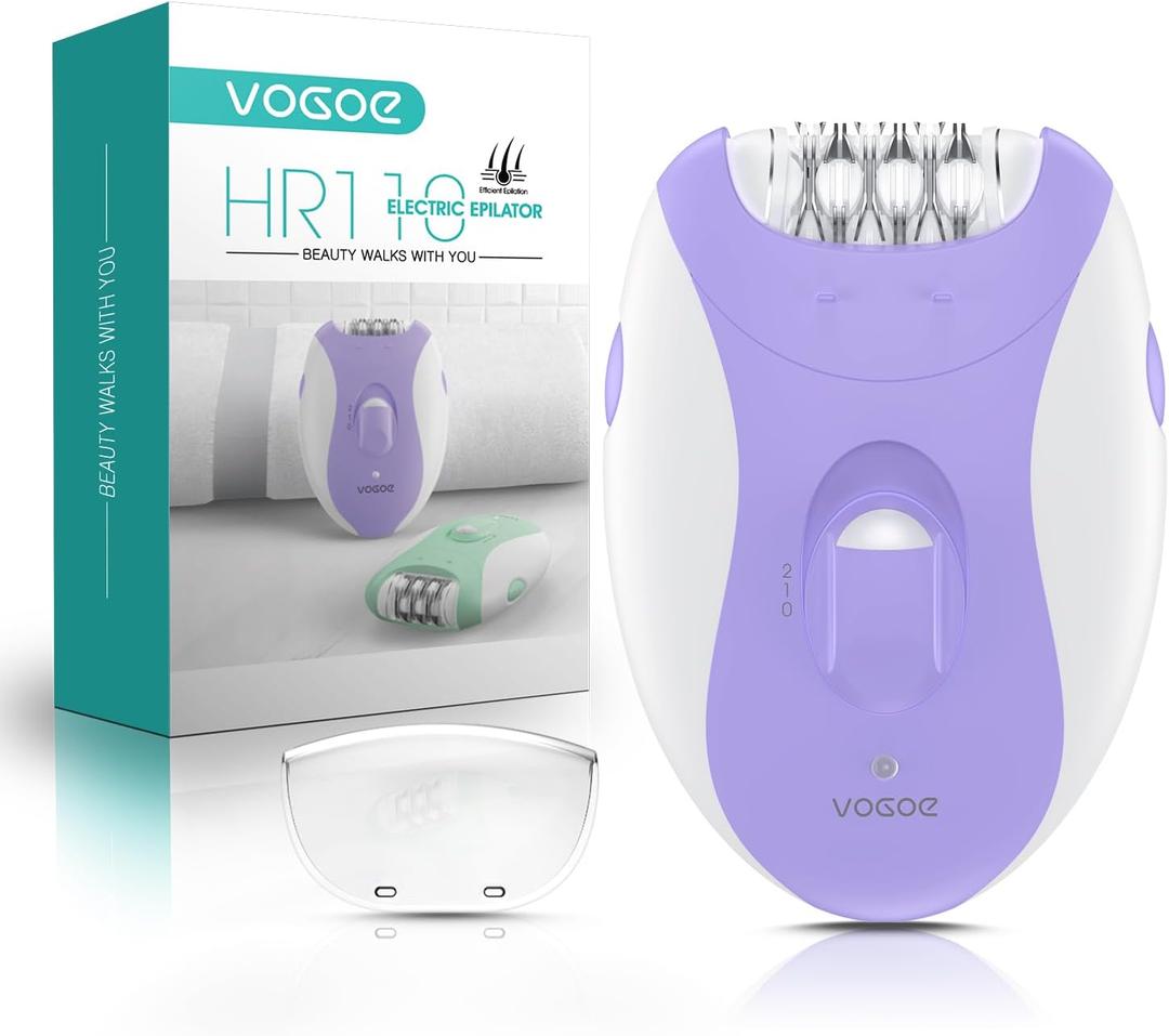 VOGOE Epilators Hair Removal for Women with 21 Tweezers & LED Light, 2 Speeds Cordless Epilator for Women, Electric Hair Removal Epilators Rechargeable for Arms & Legs HR110 (Purple)