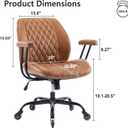 YFO Home Office Desk Chair Office Rubber Casters Ergonomic Computer Chair with Lumbar Support Adjustable Height Rolling Swivel Executive Task Armrests Chair Brown Leather
