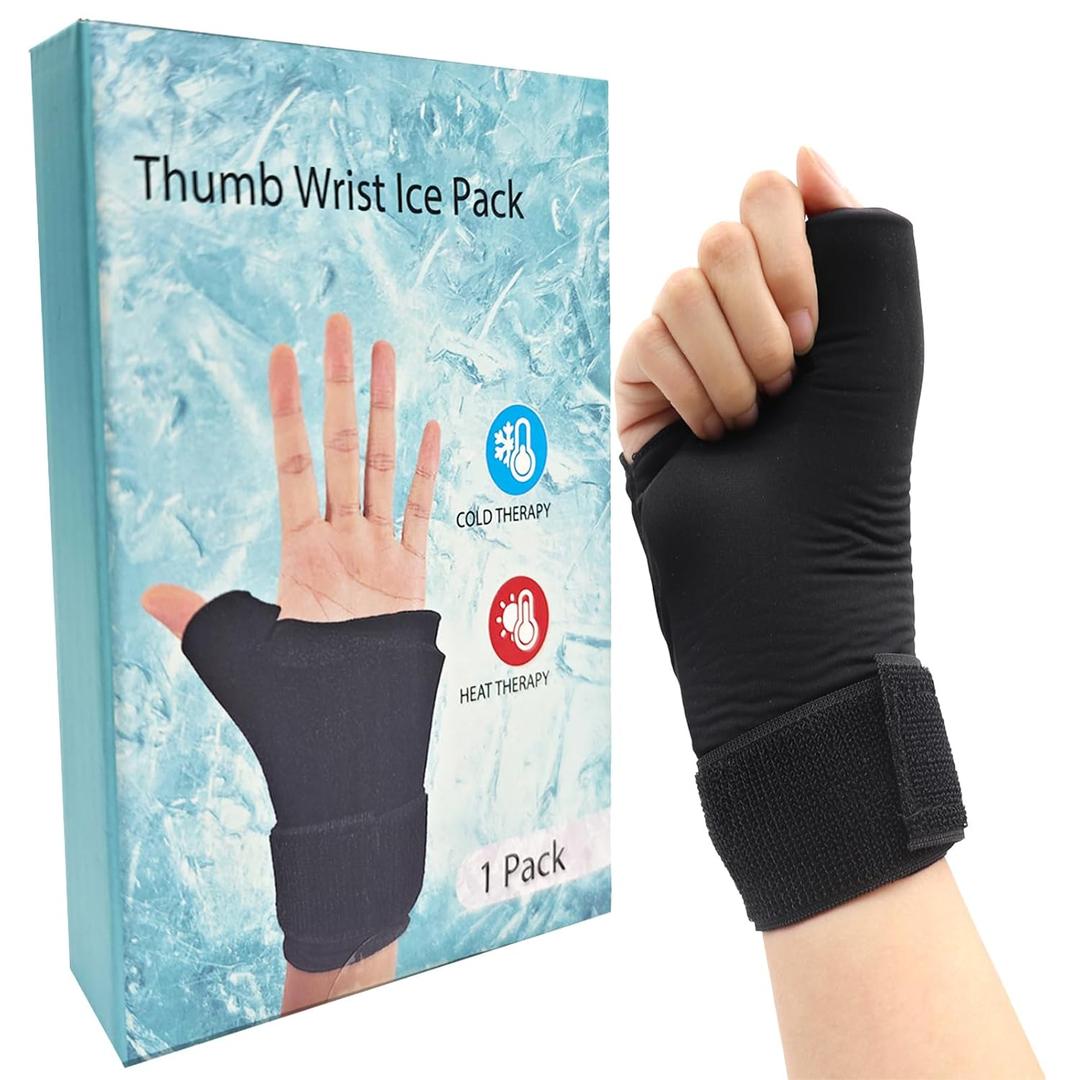 Wrist Ice Pack Wrap, Refreezable Gel Compression Support-Hand Ice Pack, Hot & Cold Compress-Ice Wrist Wrap Relief Pain for Carpal Tunnel, Arthritis, Tenosynovitis, Tendinitis, Swelling and Sprains (Black)