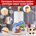 2 x Christmas Paper Towel Holder, Wooden Standing Kitchen Towel Holder with Santa & Snowman Design, Festive Holiday Decor for Kitchen, Bathroom, Dining Table  Indoor Winter Christmas Decoration