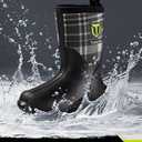 TIDEWE Rubber Boots for Women with Steel Shank, 6mm Neoprene Waterproof Insulated Mid Calf Rain Boots, Sturdy Hunting Work Boots for Farming Gardening Fishing (Black)