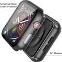 Misxi 2 Pack Hard PC Case with Tempered Glass Screen Protector Compatible with Apple Watch SE 3 (2025) SE 2 SE Series 6 Series 5 Series 4 44mm, Black