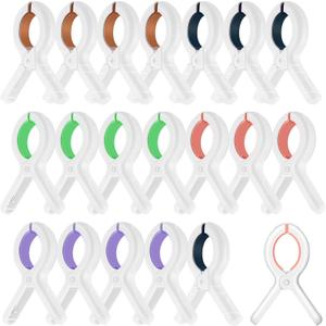 Leinuosen 20 Pcs Beach Towel Clips for Beach Chairs Silicone Plastic Strong Traceless Strong Sheet Clothes Clips Travel Accessories (Small)