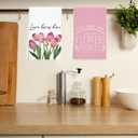 Tulip Spring Kitchen Towels Dish Towels, Pink Flowers Hand Towels 16x24 Inch Farmhouse Decoration Hand Towels Set of 3