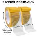 WINNOW Heavy Duty Double Sided Rug Tape 2 Inch x 66 Feet  Carpet Tape Gripper for Wood, Tile & Carpet, NonSlip, Strong Hold, Removable, 2 Rolls