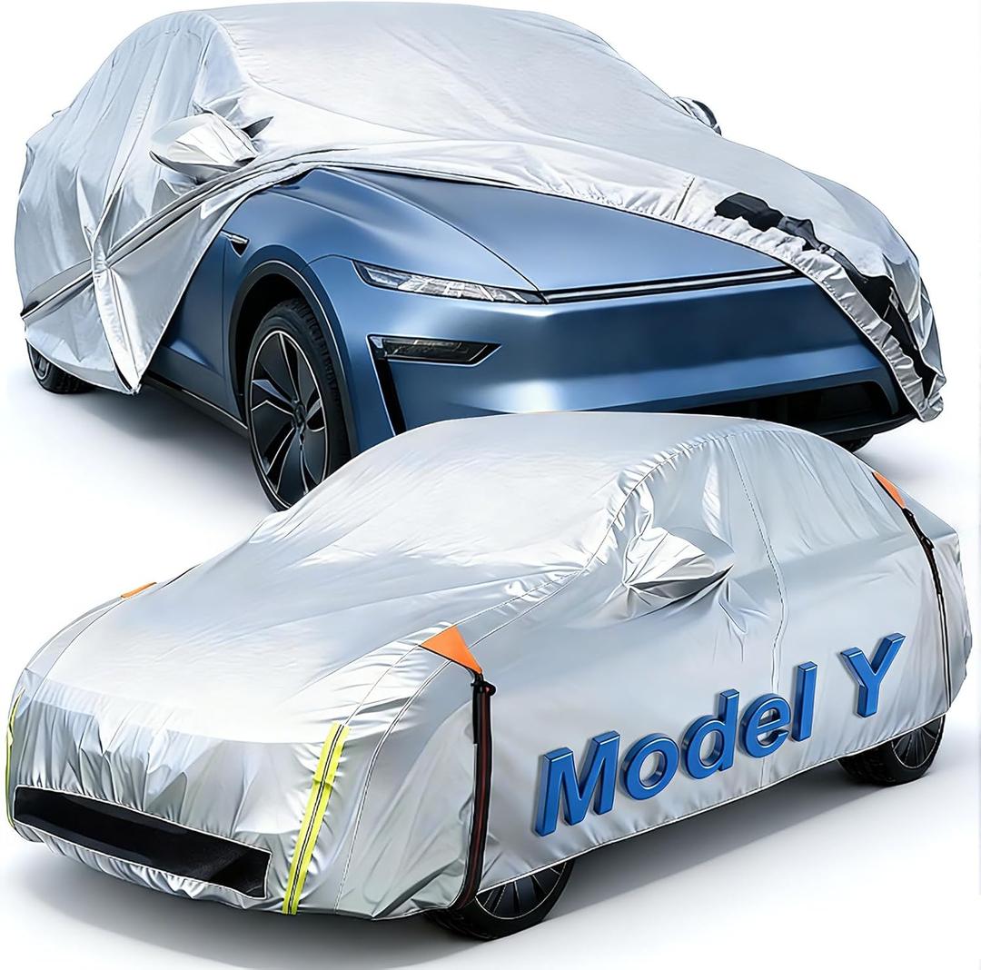 Perfect Custom Fit Car Cover for Tesla Model Y 2020-2026 Heavy Duty Durable Premium Quality 100% Waterproof UV Sun Protection All Weather Use