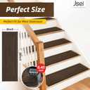 Non-Slip Stair Treads for Wooden Steps Indoor, 15 Pack 8" X 30" Edging Stair Rugs with TPE Backing, Carpet Stair Treads for Kids Elders & Pets, 100% Polyester Soft Stair Runners, Brown