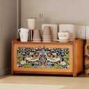 Trironsun Bamboo Bread Box for Kitchen Counter Black Bread Storage Container with Acrylic Door William Morris Flower Bird Design Farmhouse Breadbox Organizer (Brown, 1 Layer)