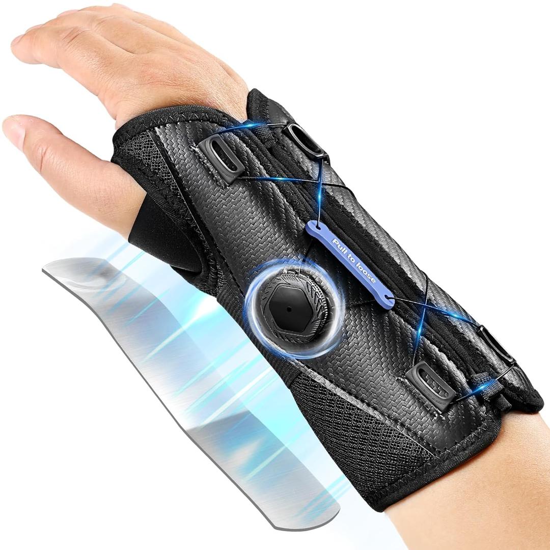 NEENCA Carpal Tunnel Wrist Brace for Night Support, Knob Adjustable Hand Brace for Tendonitis, Arthritis Pain, Sprain, Wrist Splint Support with Sleeves for Women&Men. (Black, Small, Left Hand)