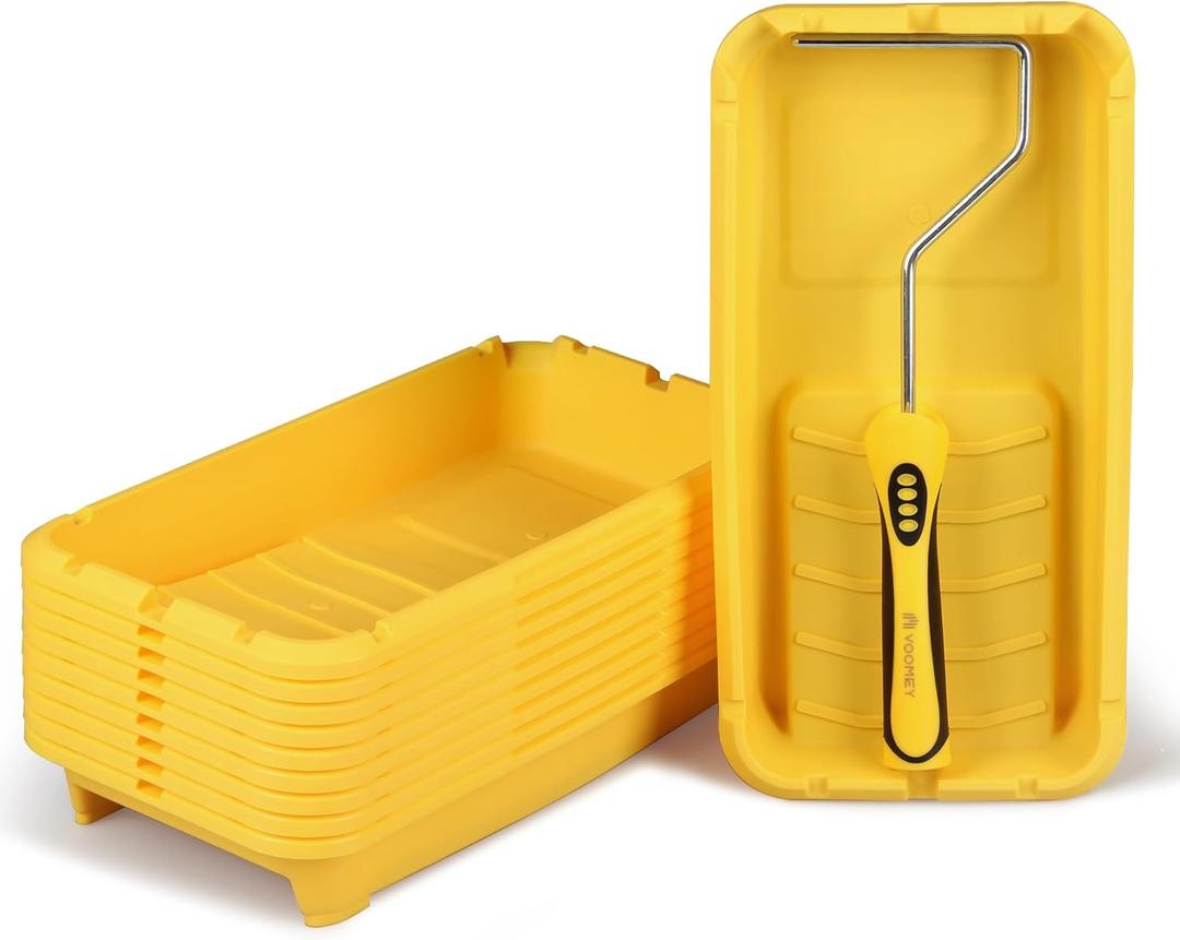 VOOMEY Paint Tray 4 inch, Paint Tray Liner, Paint Roller Tray with Paint Roller Frame 11 Pack, Paint Pan Easy to Clean and Reusable