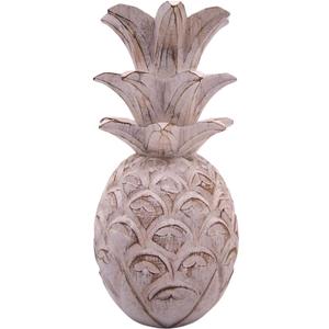 Distressed White Wooden Pineapple, Nautical Home & Office Decor, Tropical Pineapple Figurine, 12 Inches