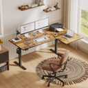 Agilestic 55 * 28 Inch Reversible L Shaped Electric Standing Desk, Brown
