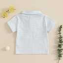 Toddler Baby Boy Shirt Golf Stripes Short Sleeve Button Down T-Shirt Tops Cute Infant Casual Tee Summer Clothes (White)