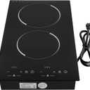 Double Induction Cooktop,Portable Induction Cooker with 2 Burner Independent Control,9 Power Levels,Temperature Adjustment,2 Hour Timer,with Plug,110V-120V
