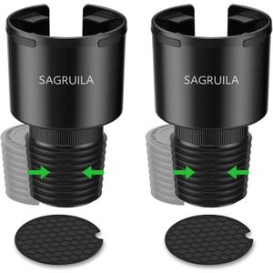 Car Cup Holder Expander, Cup Holder Expander for Car with Stretchable Rubber Base, Large Cup Holder Adapter Compatible with Yeti, Hydro Flask, Nalgene, Stanley, Owala, Bottles in 2.8-4.13, 2 Pack