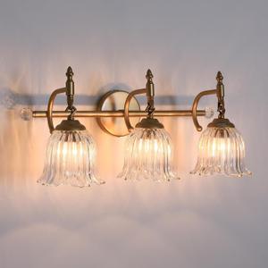 CVKASH 3-Light Bathroom Vanity Light Fixtures Over Mirror,Brushed Gold Modern Vanity Lights with Glass Shade Vintage Wall Sconce for Bedroom Dressing Room Living Room Hallway Cabinet