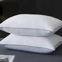 WhatsBedding Goose Down Pillows Queen Size Set of 2, Luxury Hotel Bed Pillows for Deep Sleep, Fluffy Soft Feather Down Pillow for Back, Stomach or Side Sleepers, 20" x 30"