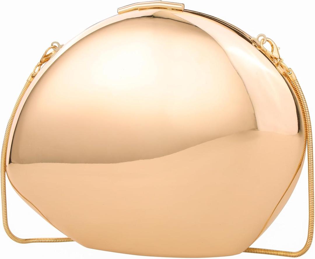 YYW Women Evening Handbag Metal Design Small Silver Clucth Purse Acrylic Shoulder Bag for Party Prom (Champagne)