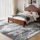 Washable Rug 8x10 Area Rugs for Living Room Bedroom Carpet, Grey Indoor Vintage Abstract Boho Large Rug Non Slip Faux Wool Rugs for Dorm, Dining Room Table, Nursery, Kids Playroom, Gray