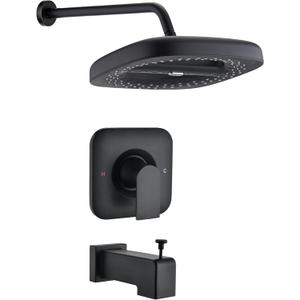12" Rainfall Shower Faucet Compatible with Moen Trim Kit, Shower Handle (Valve& Catridge Not Inclued), Matte Black