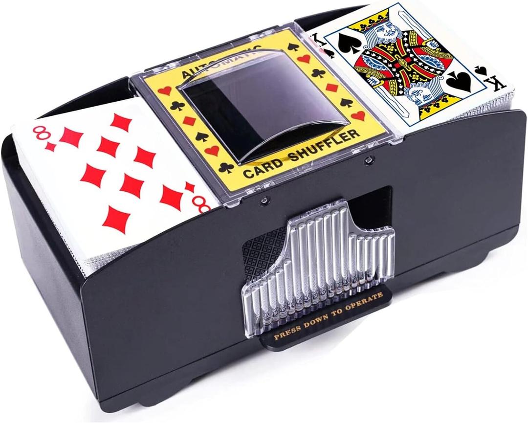 Automatic Card Shuffler, Battery Operated Card Dealer Machine, Electric Casino Card Shuffler for UNO, Blackjack, Texas Hold'em, Home Card Games (1-2 Deck)