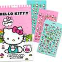 Hello Kitty Bedding Set Twin Bed - Bundle with Bedspread, Flat Sheet, Fitted Sheet, and Pillowcase for Twin Bed Plus Stickers, More