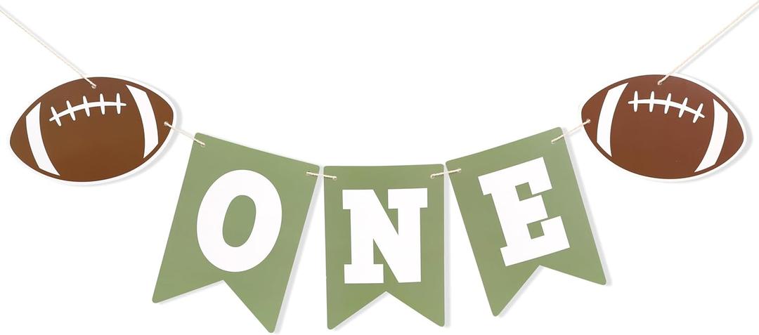 Football One High Chair Banner - Football 1st/First Birthday Decoration,First Year Down Backdrop,Rookie Year Sports Banner (football-6)