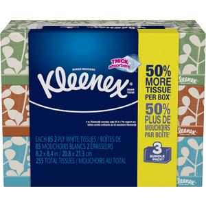 Kleenex Everyday Facial Tissues, Low Count Flat, 85 ct, 3 Pack