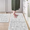 LEEVAN Cushioned Kitchen Mats for Floor Sets of 2,Vintage Distressed Grey Anti-Fatigue Kitchen Mat for Laundry,Non Slip Waterproof Standing Mat for Home,Office,Desk,Sink(17''x29''+17''x47'')