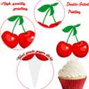 Cherry Birthday Party Supplies 48PCS Cherry Cupcake Toppers Sweet Cherrties Party Cake Decorations Fruit Theme Baby Shower Decor for Girls Wedding Bridal Shower Supplies