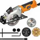 Power Circular Saw,4.8A Mini Circular Saw with Laser Guide,4000RPM Corded Saw Equipped with 3 Pcs 4-1/2" Blades，Maximum Cutting 1-11/16" at 90° and 1-1/8"at 45° for Wood, Soft Metal, Plastic