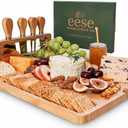 Eese Charcuterie Board Set- Bamboo Charcuterie Boards 14x11 Inch Serving Tray with Cheese Knife Set, Deep Groove Cheese Board & Utensil Holder, Cheese Tray Gift for Entertaining, Wine Nights & Parties