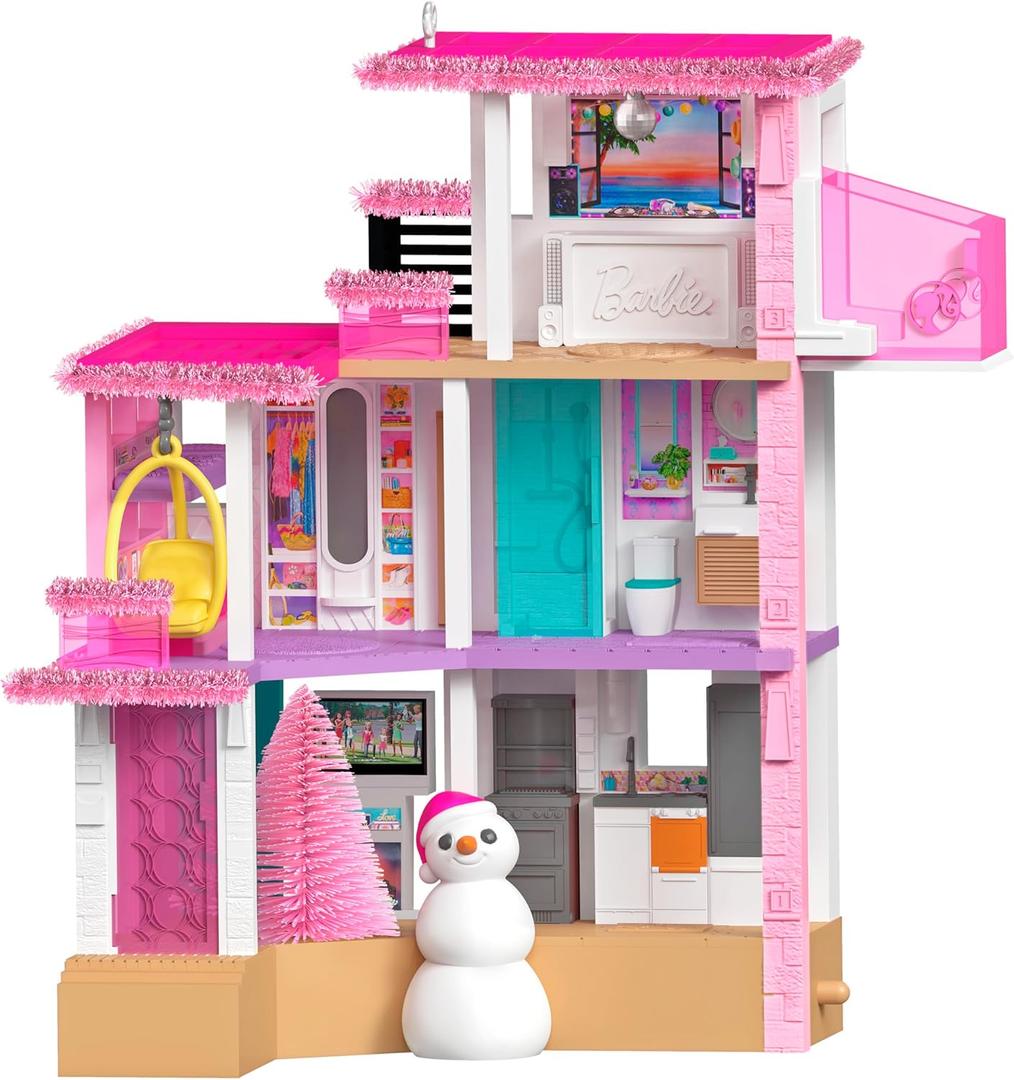 Hallmark Keepsake Barbie Christmas Ornament, Merriest Dreamhouse Musical with Light, Gifts for Barbie Fans