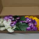 Hananona 12 Bundles Artificial Flowers Outdoor UV Resistant Artificial Silk Pansies Faux Plastic Flower in Bulk Fake Outdoor Plants(12, Yellow, White, Purple)
