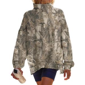 TERIVEEK Womens Mock Neck Sweatshirts Oversized Fleece Turtleneck Long Sleeve Loose Fit Drop Shoulder Pullover Tops (L)