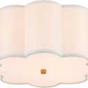 Semi Flush Mount Ceiling Light Fixture, Modern Close to Ceiling Lamp with Cream White Fabric Drum Shade for Nursery Kids Room Bedroom Kitchen Hallway Entryway 3-Light