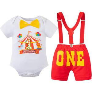 MOMMY'S NEW MAN Toddler Baby Boys First Birthday Melon Birthday Outfit Romper Top + Shorts + Suspenders Photo Shoot Clothes 12-18M