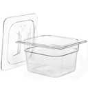 Bekith 6 Pack 1/6 Size Plastic Clear Food Pans with Lids for Kitchen Restaurant Food Prep, 4 Inches Deep