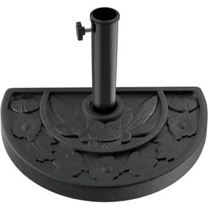 Half Round Umbrella Base - 20lb Weighted Semicircle Freestanding Resin and Concrete Umbrella Stand for Outdoor Use by Pure Garden (Black)