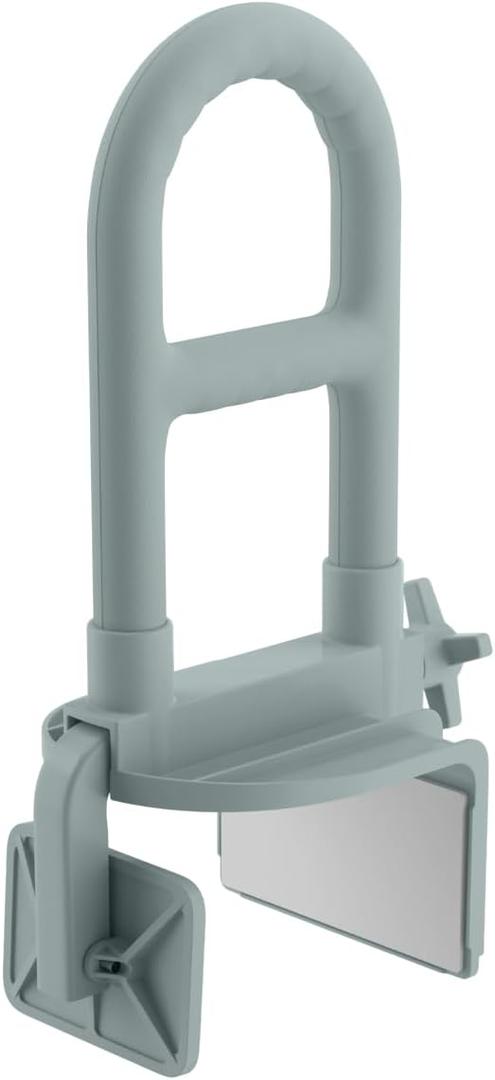 Medline Bathtub Grab Bar w/ Microban  Bathroom Wall Support Handle, Non-Slip Shower Bar, for Elderly, Seniors & Handicapped  250 Lbs. Capacity (Light Gray)