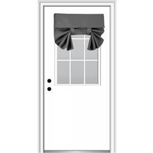 100% Blackout French Door Curtains, Wrinkle Free, Room Darkening, Blocks Light and Heat Through Glass. Drill-Free Easy Installed Door Window Curtains. (Dark Grey,1 Panel, 26"x 42")